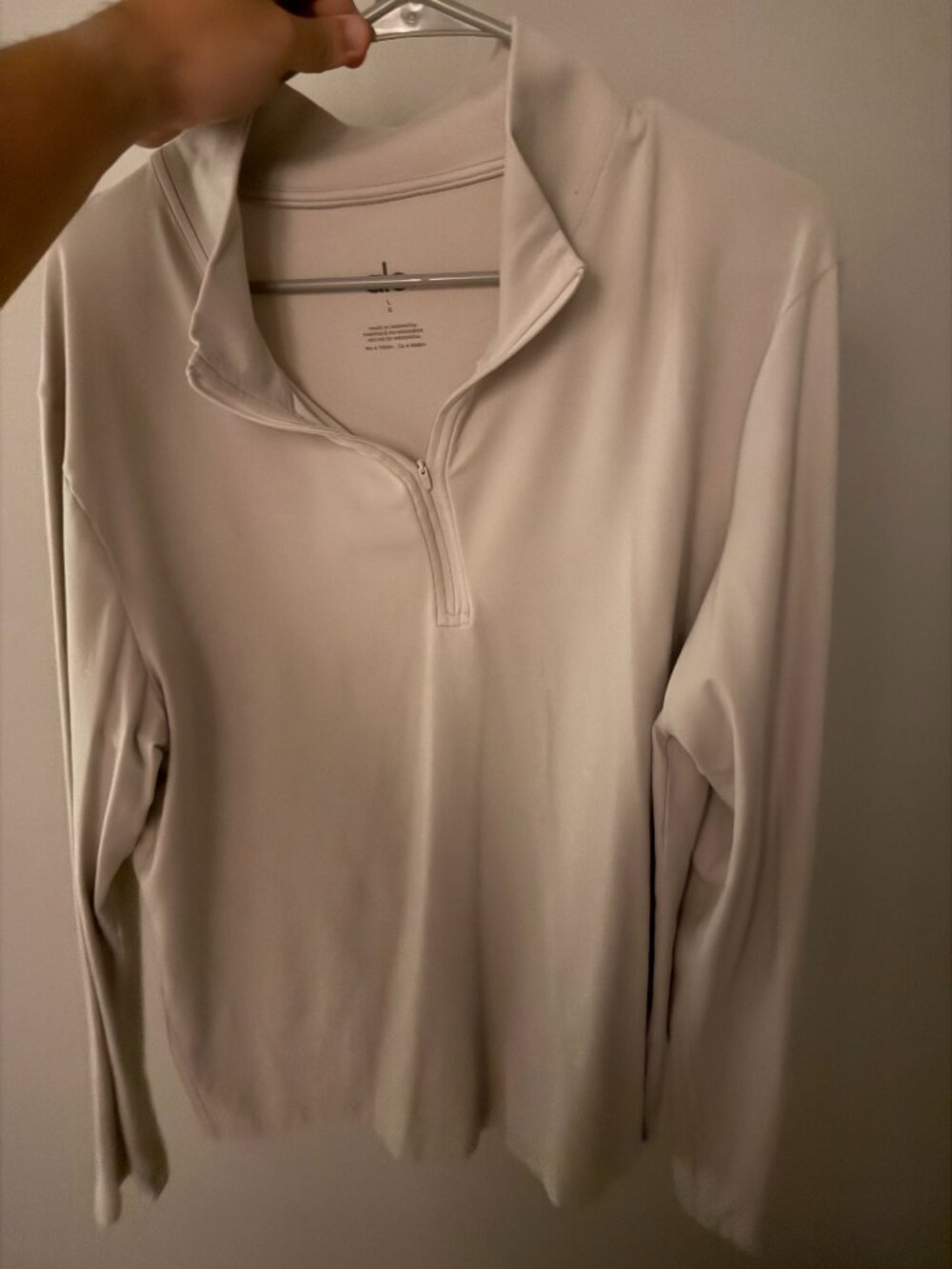 Alo Yoga Men’s Quarter Zip Long Sleeve Pullover Large Cream